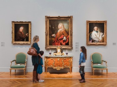 Family in the galleries at the Legion of Honor