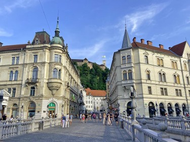 View of Ljubljana Old City with castle