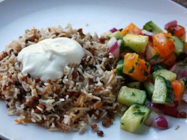 Mujaddara rice and lentils