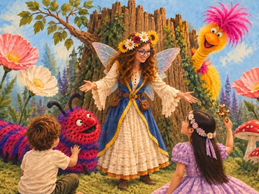 Story Stump: The Singing Garden puppet show illustration