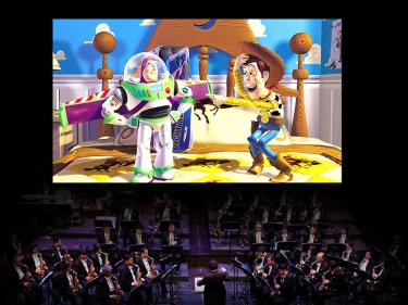 Toy Story on screen with symphony